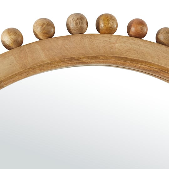 35" Mango Wood Beaded Ball Frame Wall Mirror